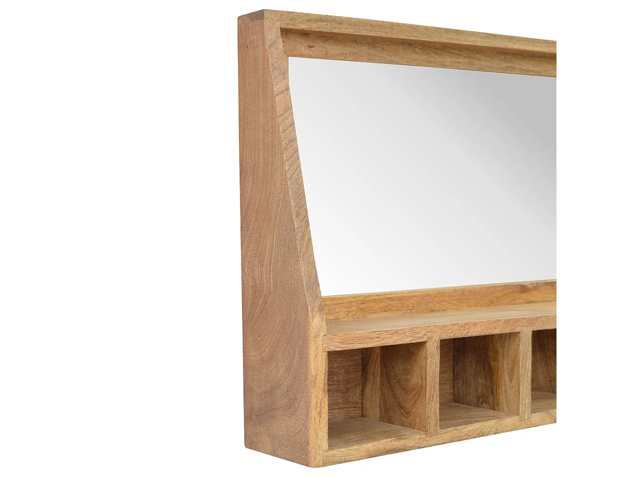 Artisan Furniture Solid Wood 5 Slot Floating Unit with Mirror, Beige