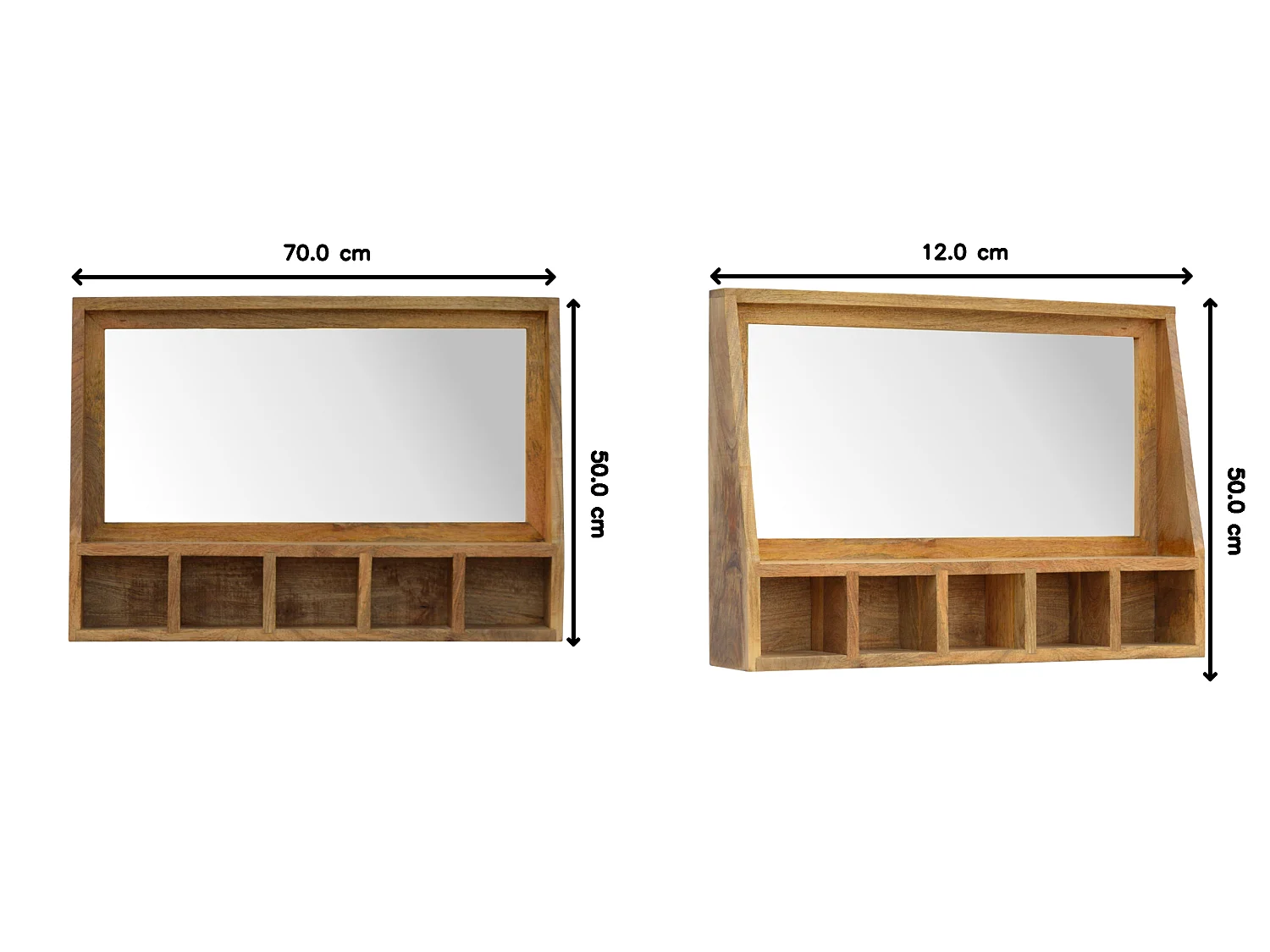 Artisan Furniture Solid Wood 5 Slot Floating Unit with Mirror, Beige