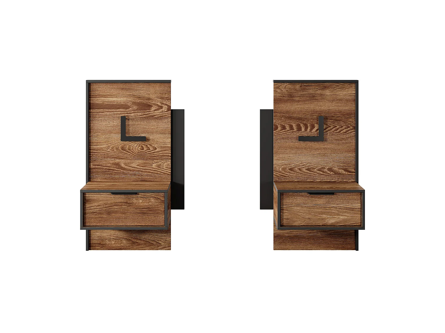 Nachtkastjes (set van 2), Kastanje + Antraciet, 97,6 x 102 x 39,6 cm