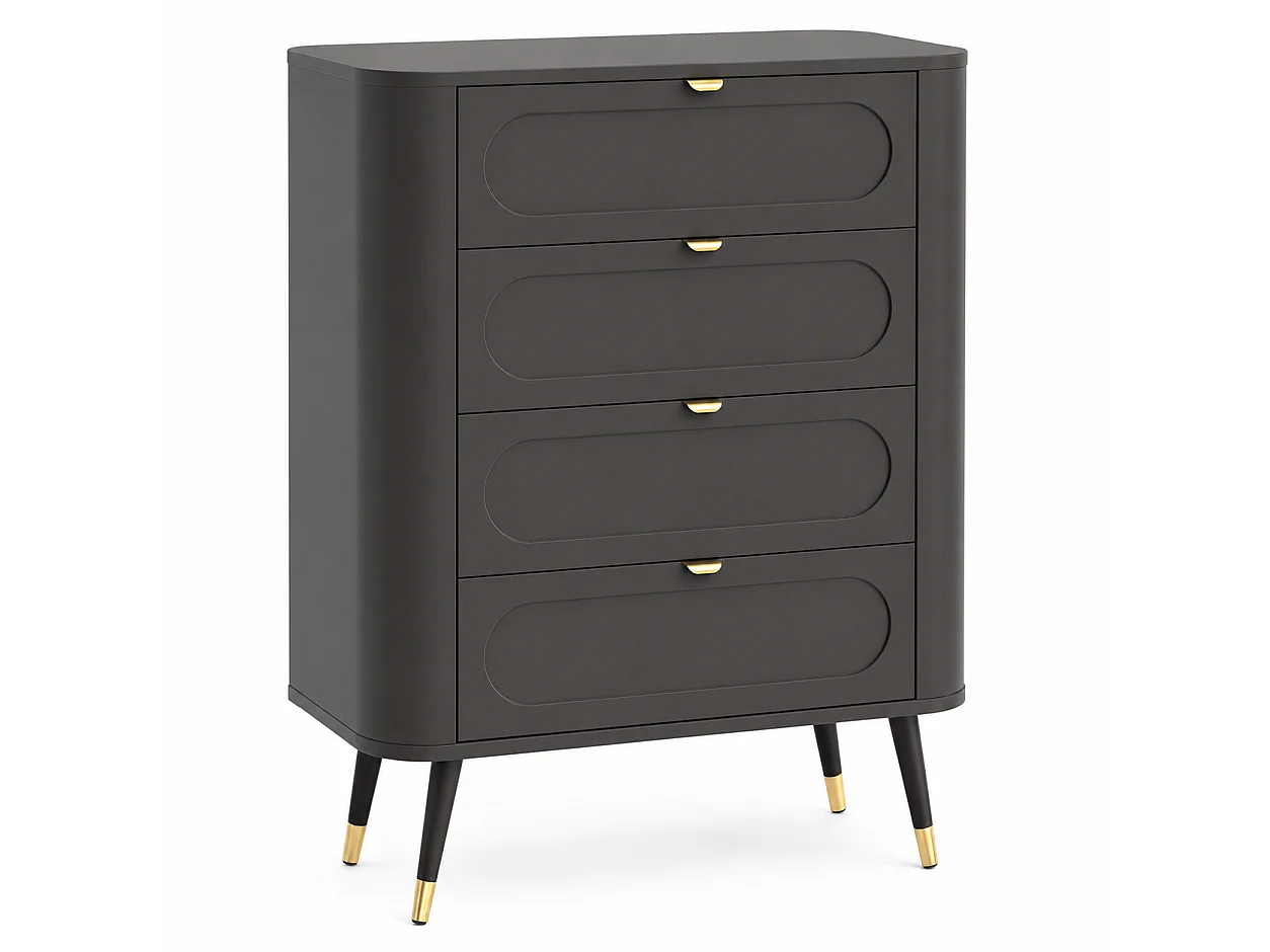 Commode : 4 tiroirs, Noir, 78,4 x 40 x 98,4 cm
