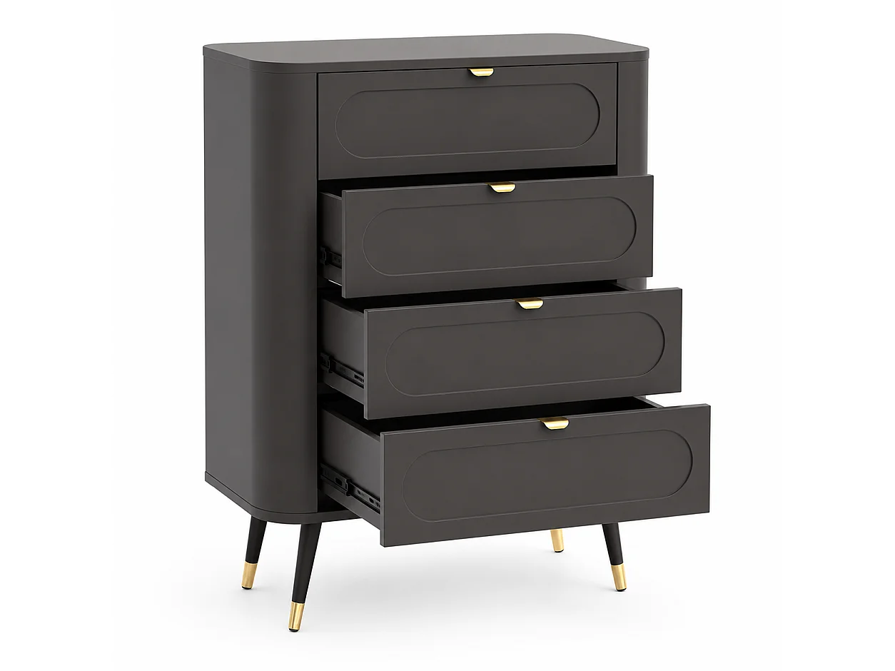 Commode : 4 tiroirs, Noir, 78,4 x 40 x 98,4 cm