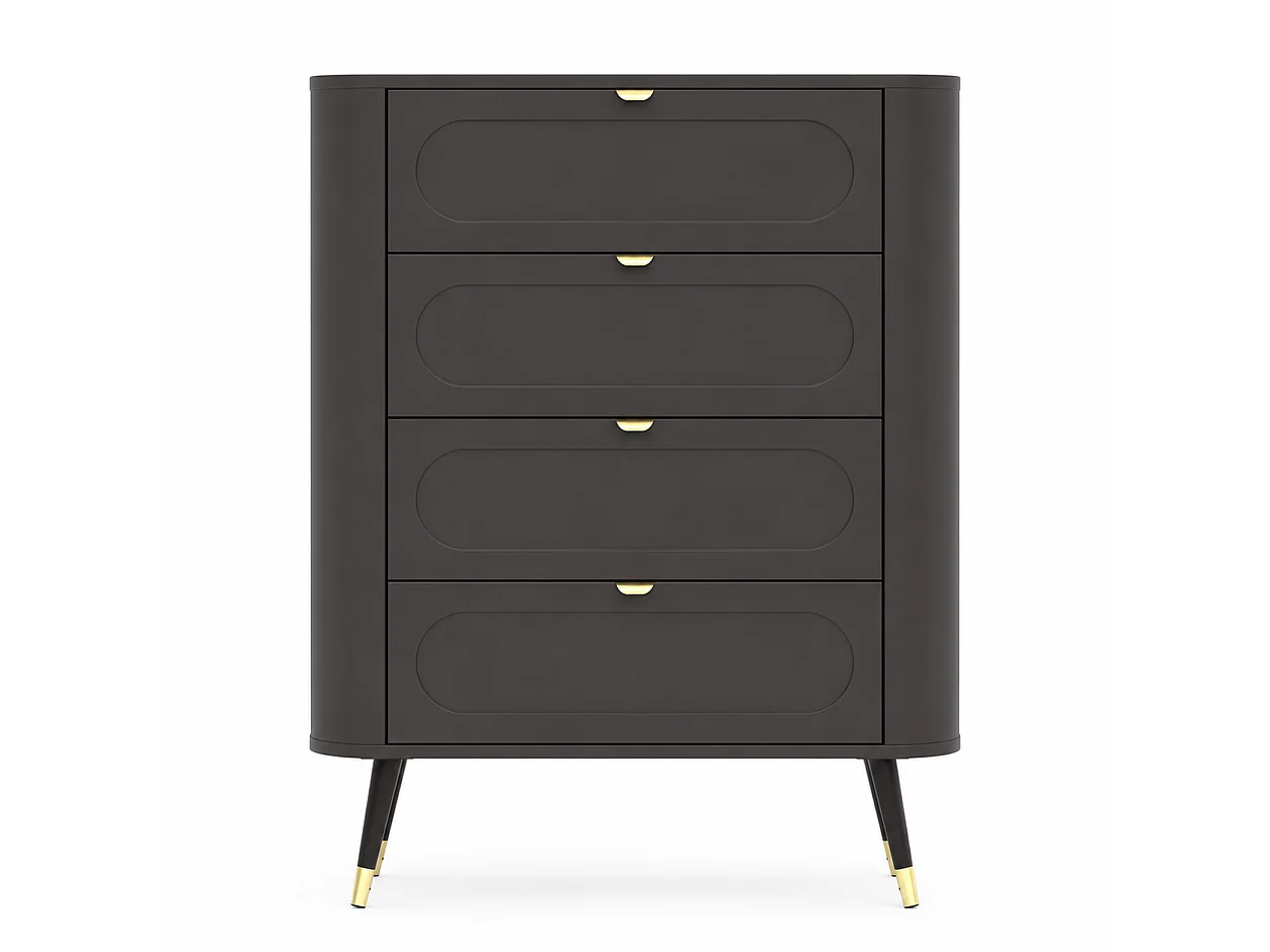 Commode : 4 tiroirs, Noir, 78,4 x 40 x 98,4 cm