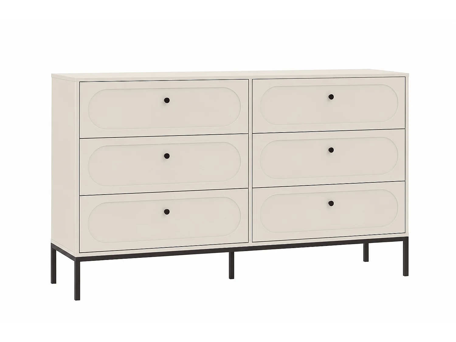 Commode 6 tiroirs, Cachemire, 150 x 40 x 92 cm