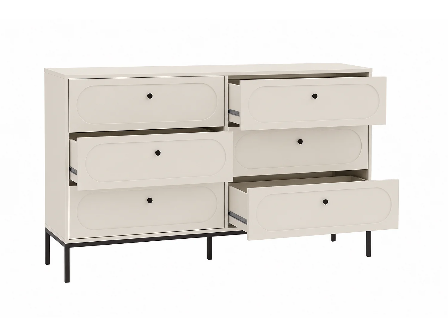 Commode 6 tiroirs, Cachemire, 150 x 40 x 92 cm