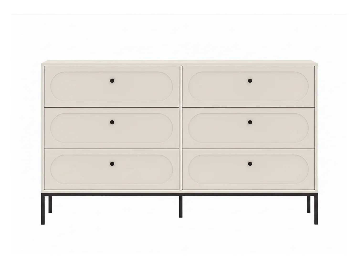 Commode 6 tiroirs, Cachemire, 150 x 40 x 92 cm