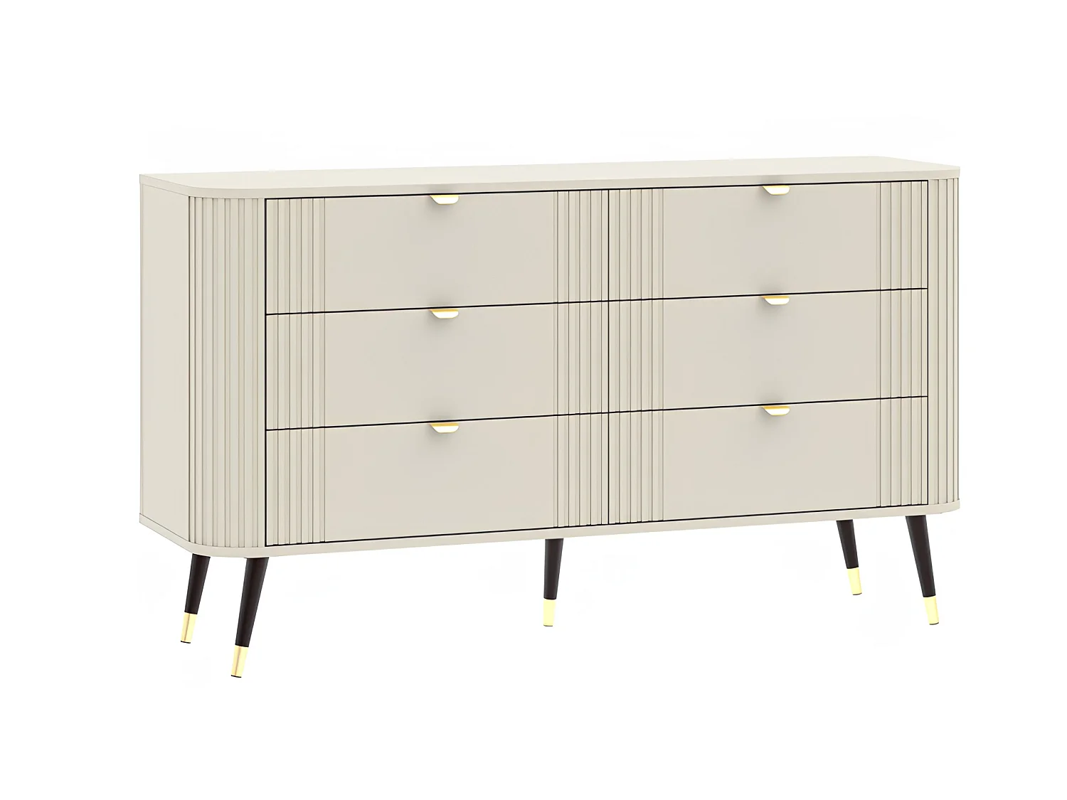 Kommode med 6 skuffer, Cashmere, 138,2 x 40 x 79,7 cm
