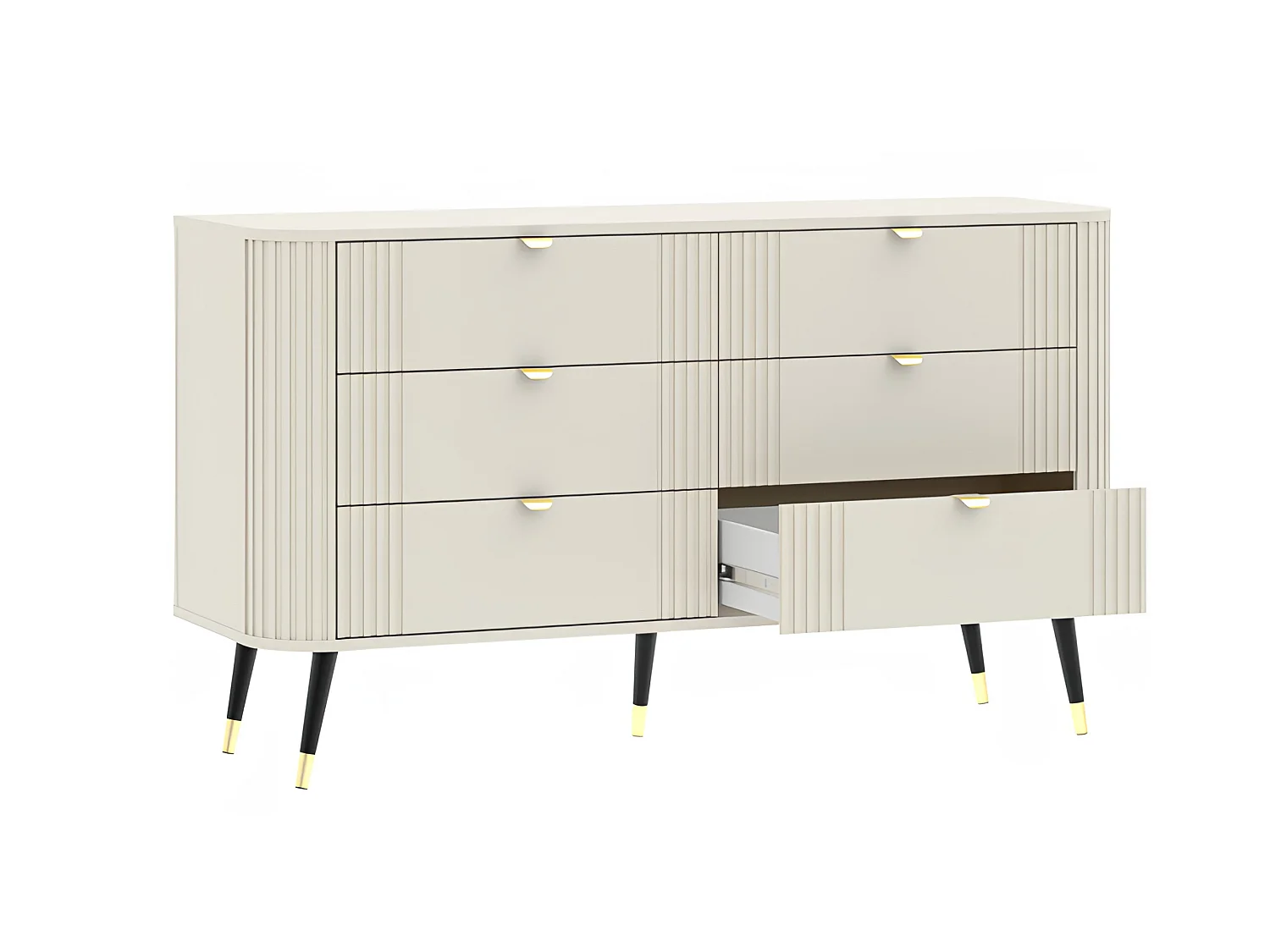 Kommode med 6 skuffer, Cashmere, 138,2 x 40 x 79,7 cm