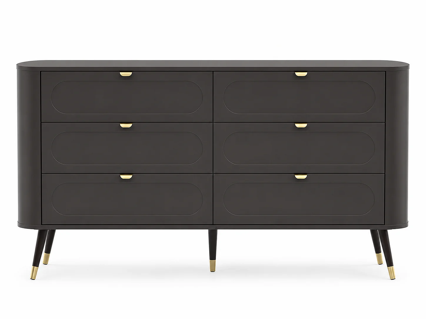 Commode : 6 tiroirs, Noir, 138,2 x 40 x 79,7 cm