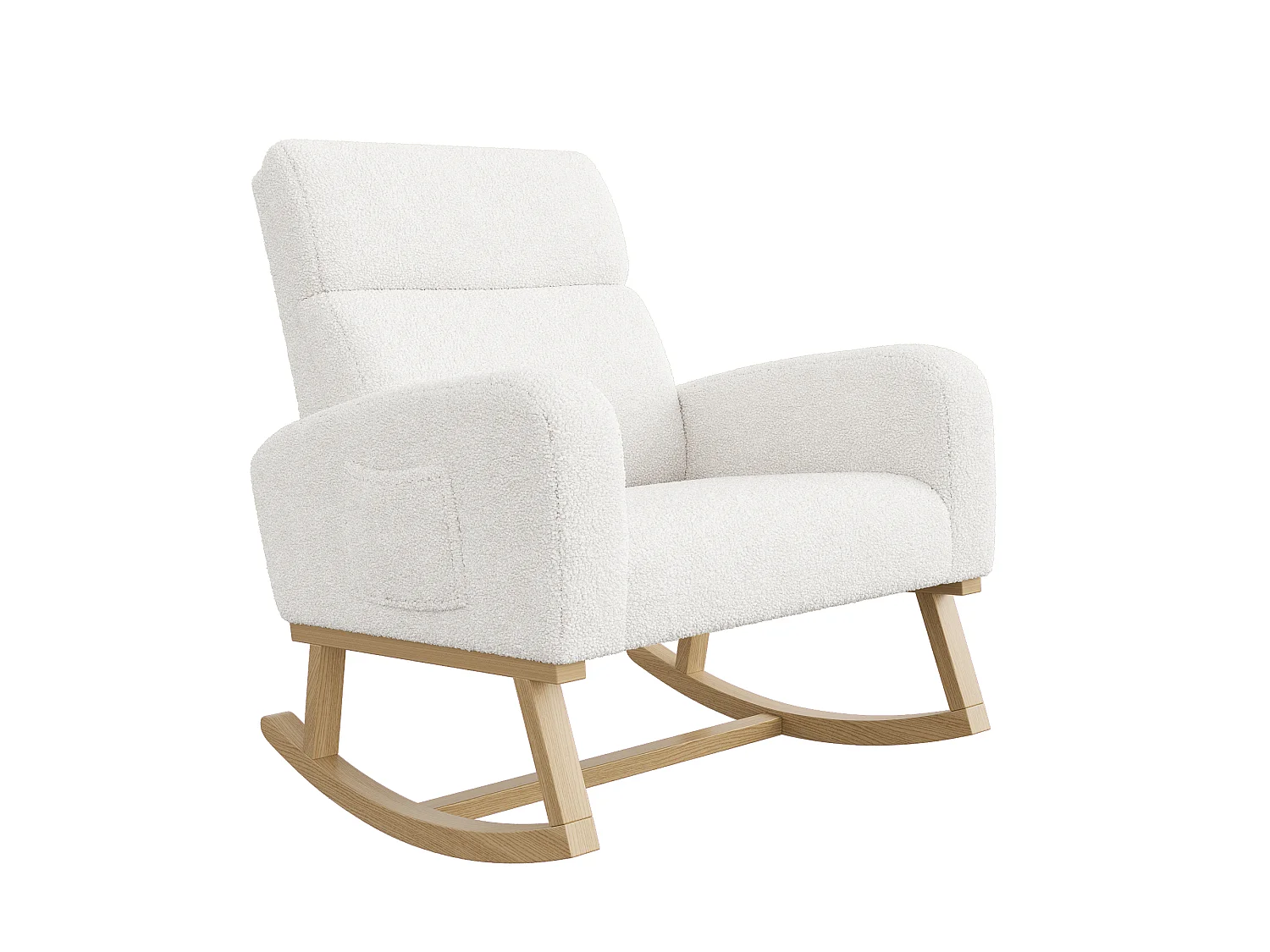 Chaise à bascule - 78 x 69 x 87 cm - avec dossier haut et poche latérale - velours d'agneau