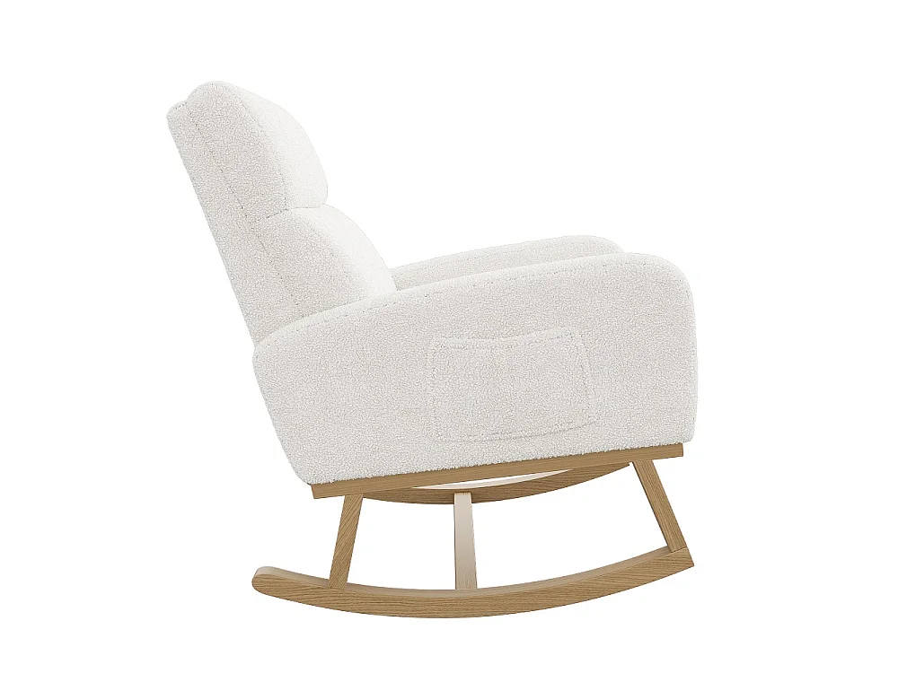 Chaise à bascule - 78 x 69 x 87 cm - avec dossier haut et poche latérale - velours d'agneau
