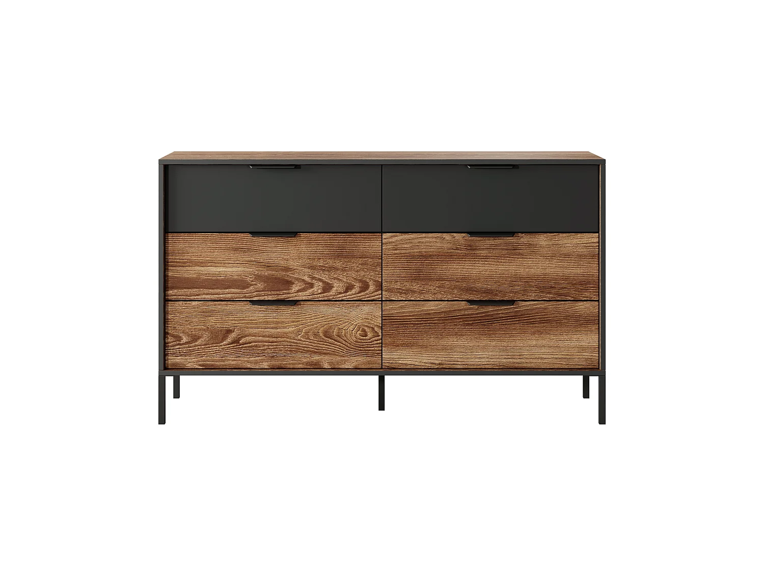 Kommode, Kastanie + Anthrazit, 137,3 x 81,4 x 39,5 cm