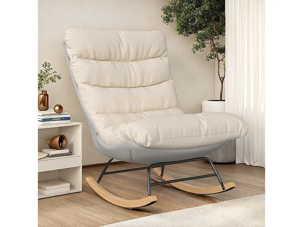 Chaise à bascule - 72 x 83 x 93 cm - Design ergonomique avec base haut dossier en bois