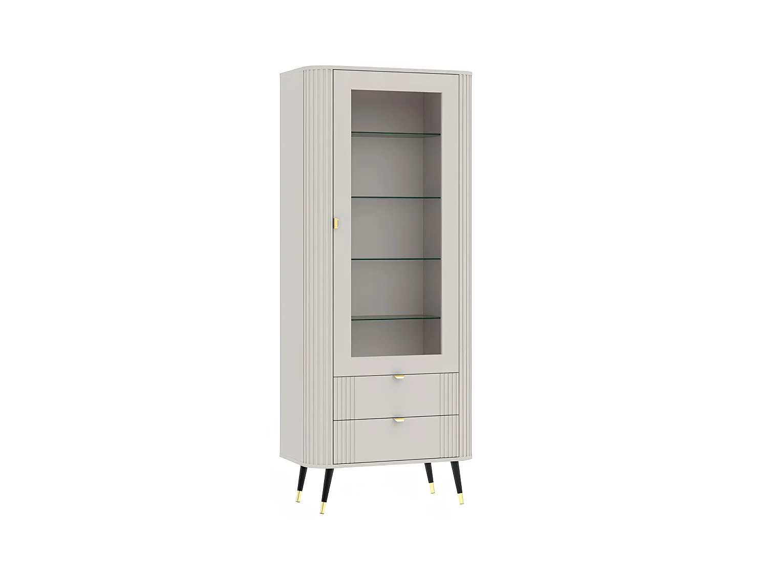 Vitrine mit 2 Schubladen, Kaschmir, 78,4 x 40 x 192,4 cm
