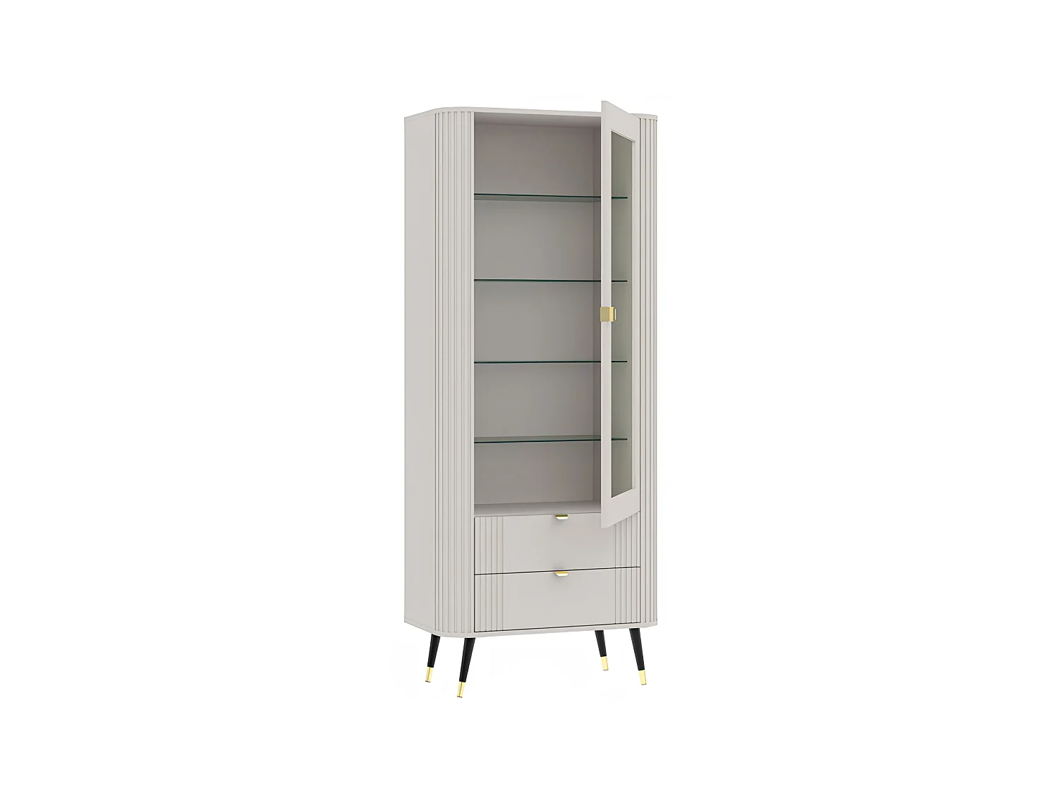 Vitrine mit 2 Schubladen, Kaschmir, 78,4 x 40 x 192,4 cm