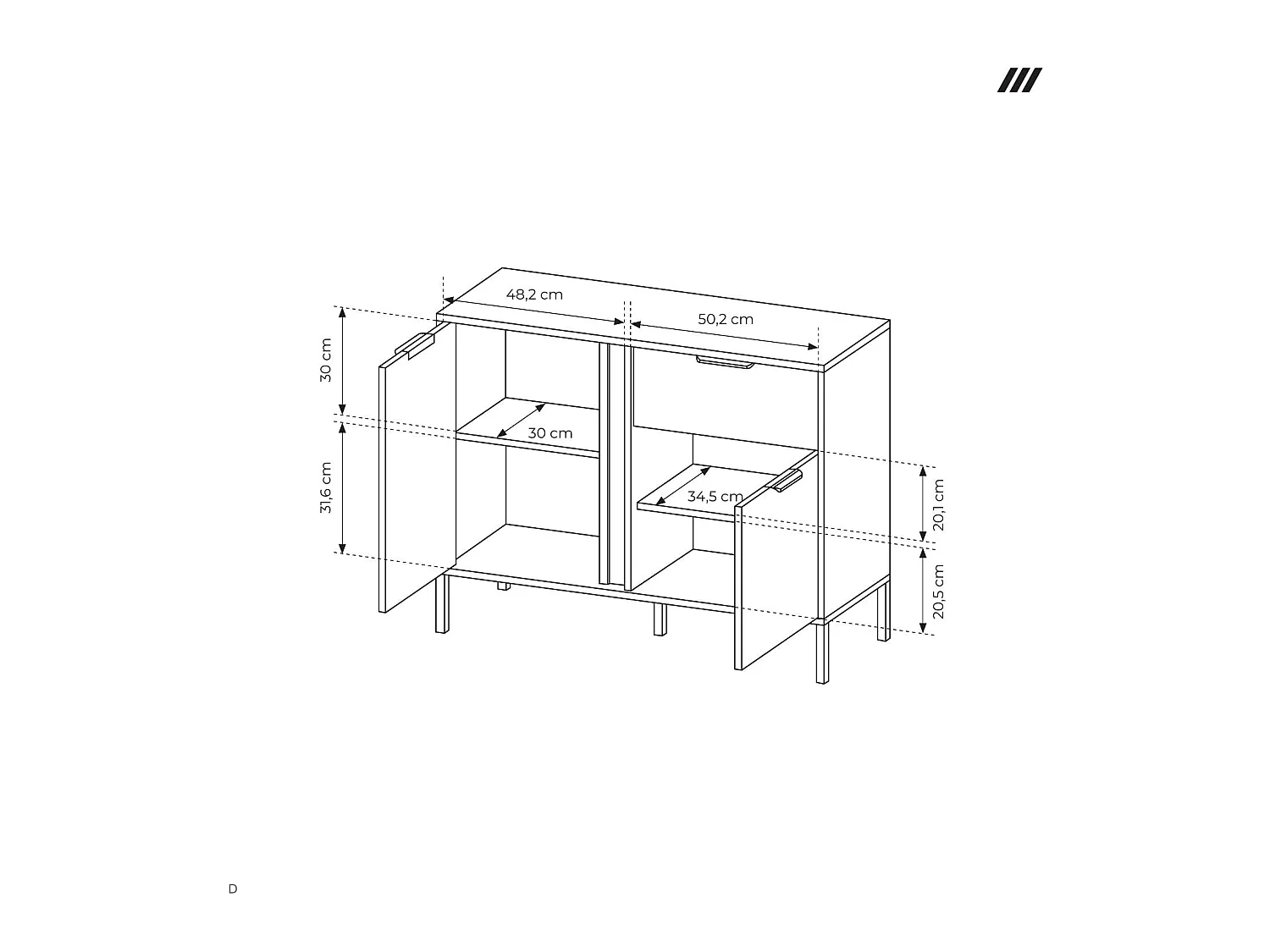 Commode Compacte Anthracite, 103 x 39,5 x 81,4 cm - 2 Portes, 1 Tiroir, Pieds Métal