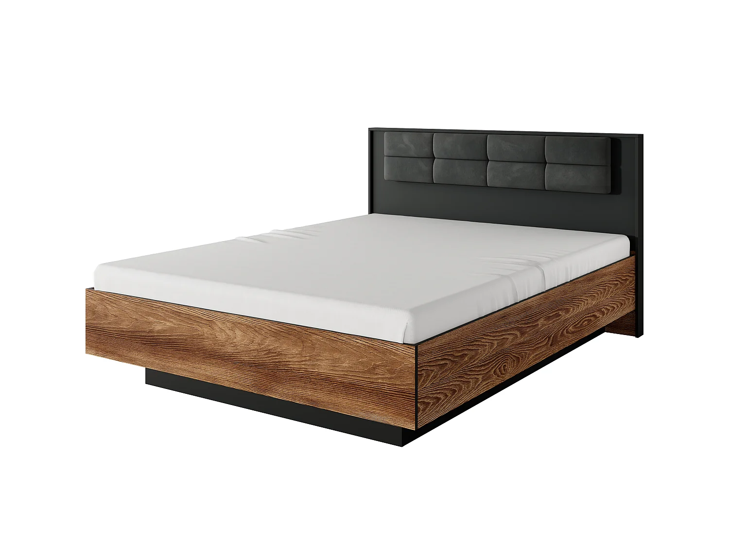 Bett 160x200, Kastanie + Anthrazit, 166,6 x 102 x 210 cm