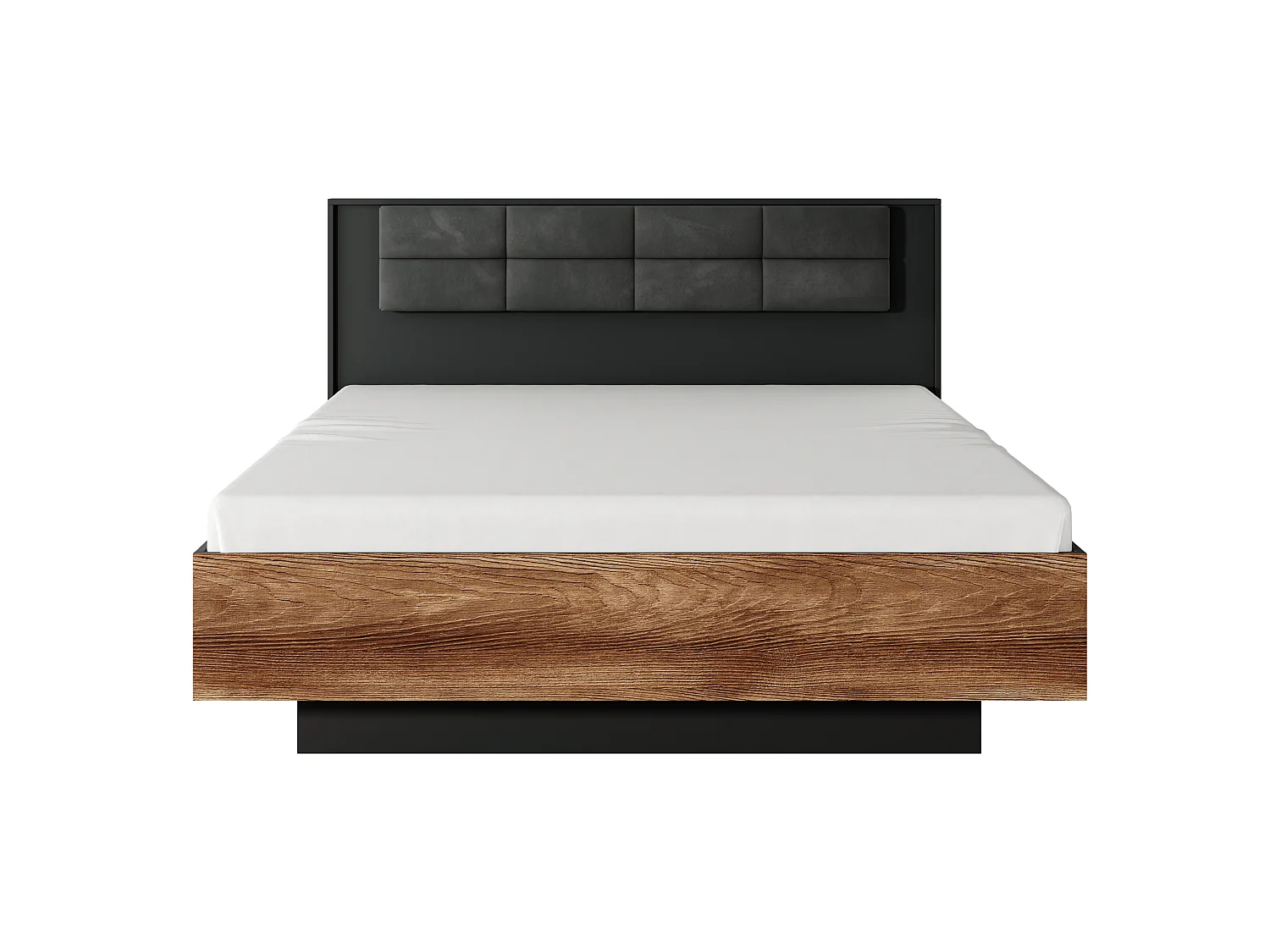 Bett 160x200, Kastanie + Anthrazit, 166,6 x 102 x 210 cm