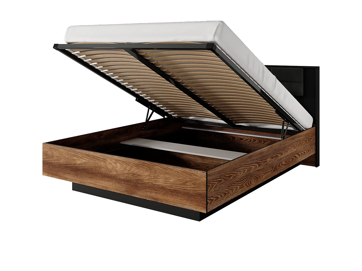 Bett 160x200, Kastanie + Anthrazit, 166,6 x 102 x 210 cm