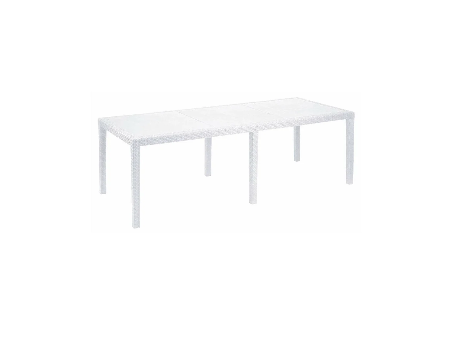 Table d'extérieur Dmains, Etagère à manger rectangulaire extensible, Table de jardin extensible effet rotin, 100% Made in Italy, 150/220x90h72 cm, Blanc