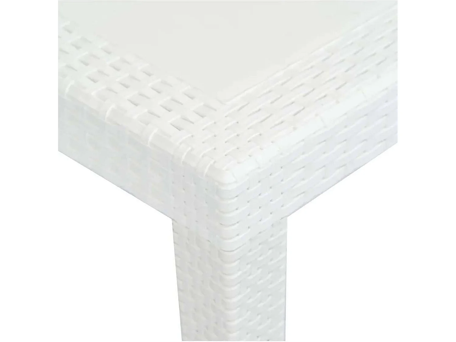 Table d'extérieur Dmains, Etagère à manger rectangulaire extensible, Table de jardin extensible effet rotin, 100% Made in Italy, 150/220x90h72 cm, Blanc