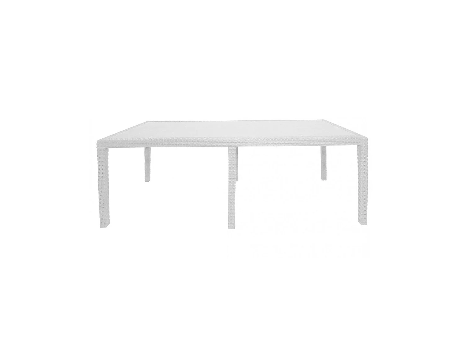 Table d'extérieur Dmains, Etagère à manger rectangulaire extensible, Table de jardin extensible effet rotin, 100% Made in Italy, 150/220x90h72 cm, Blanc