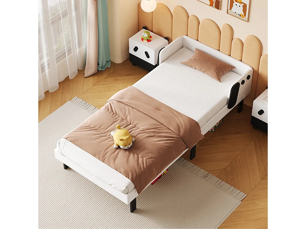 Lit pour enfants - 90 x 200 cm - avec protection des baffles et tête en forme de chien mignon - Blanc