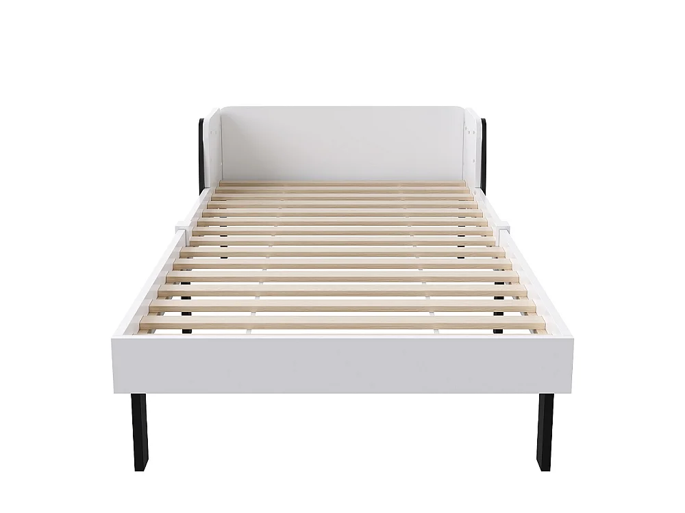 Lit pour enfants - 90 x 200 cm - avec protection des baffles et tête en forme de chien mignon - Blanc