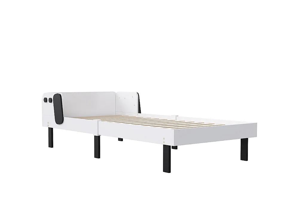 Lit pour enfants - 90 x 200 cm - avec protection des baffles et tête en forme de chien mignon - Blanc