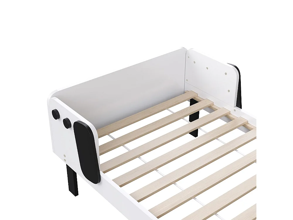 Lit pour enfants - 90 x 200 cm - avec protection des baffles et tête en forme de chien mignon - Blanc
