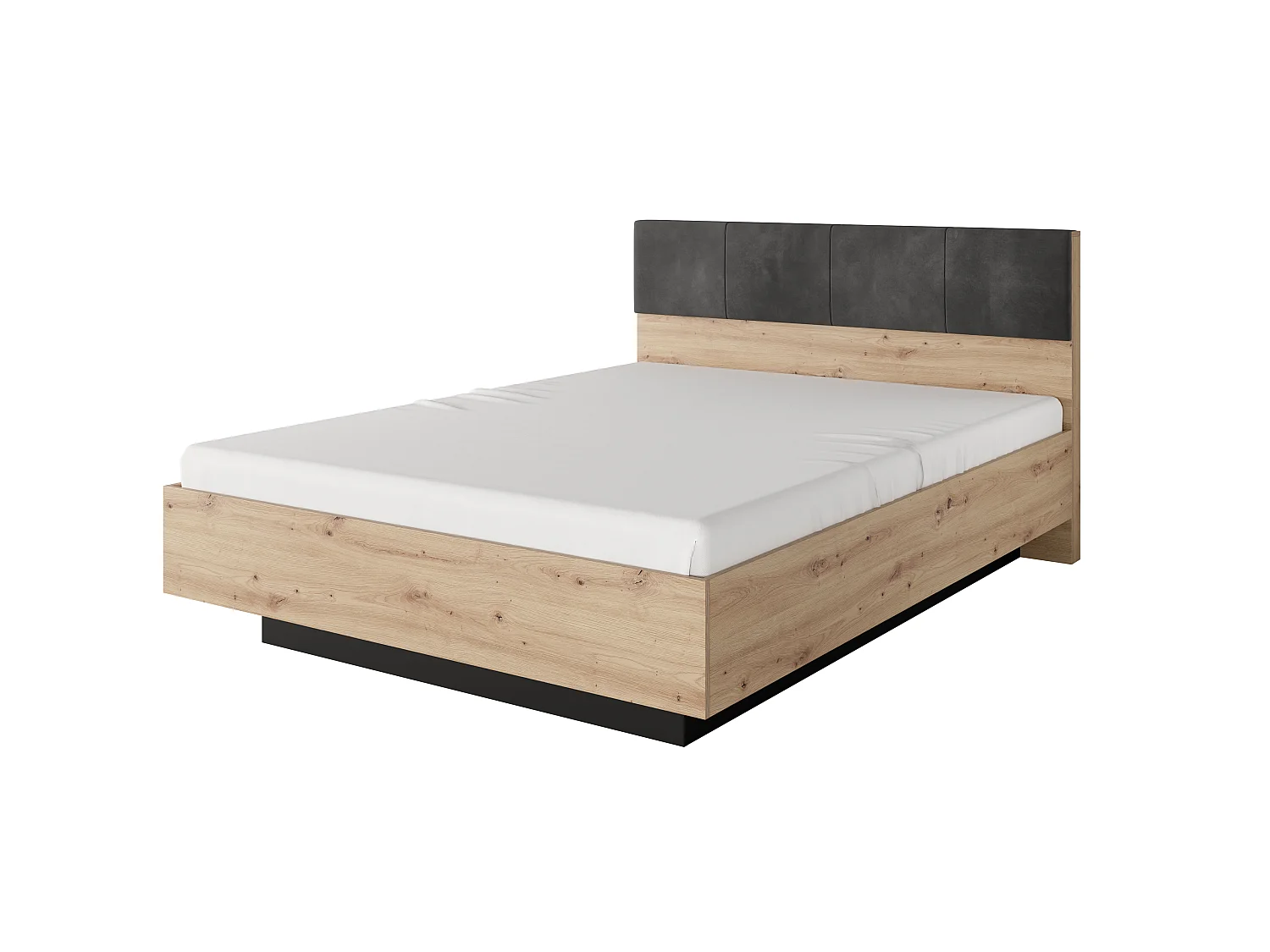 Bett 160x200, Eiche Artisan + Anthrazit, 163,2 x 104 x 210 cm