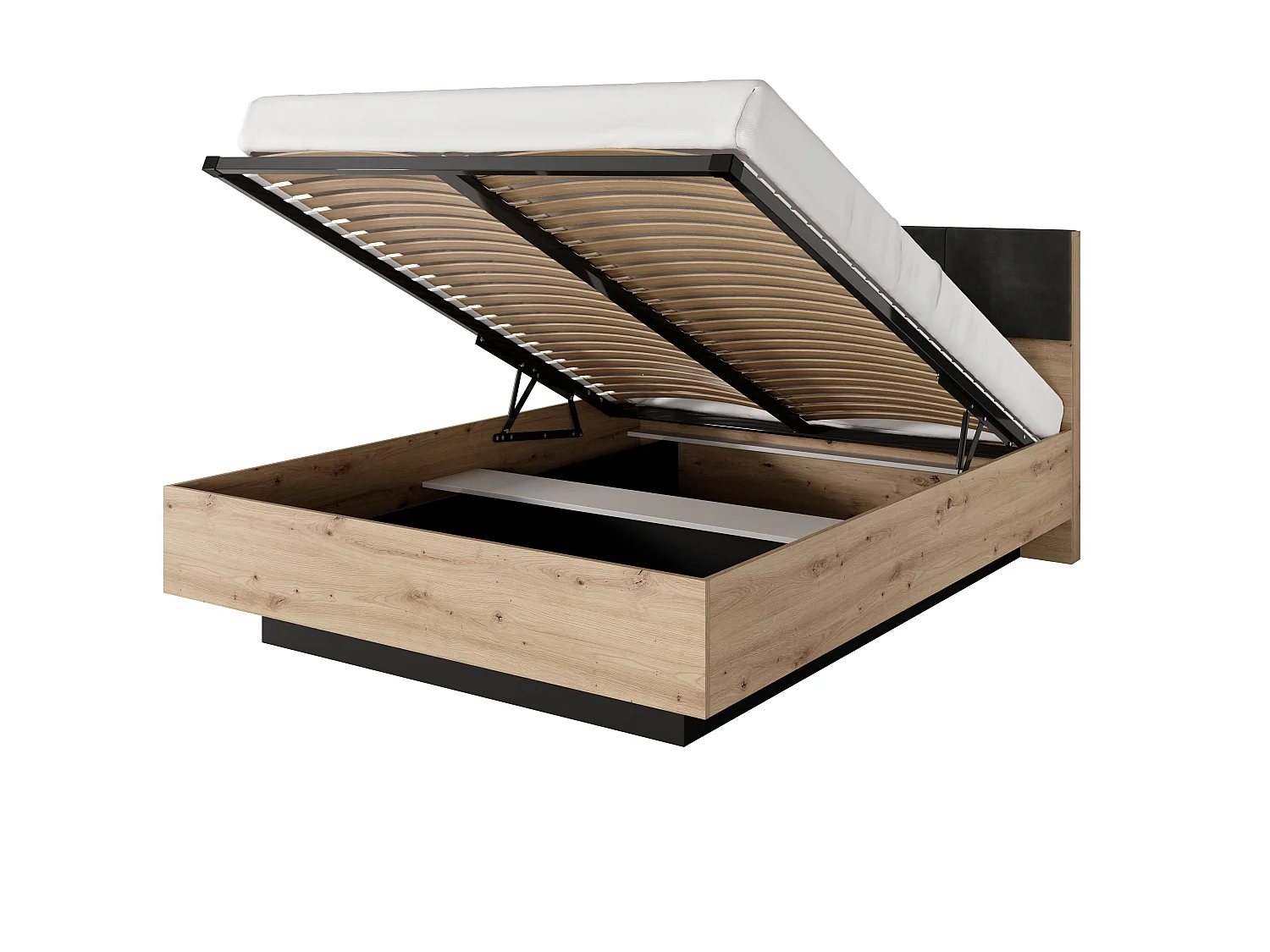Bett 160x200, Eiche Artisan + Anthrazit, 163,2 x 104 x 210 cm
