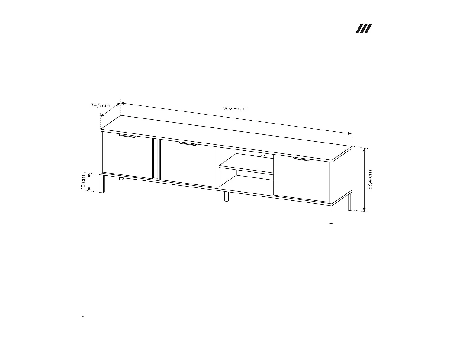 Niedriger TV-Schrank für Wohnzimmer, Anthrazit, 203 x 39,5 x 53,4 cm