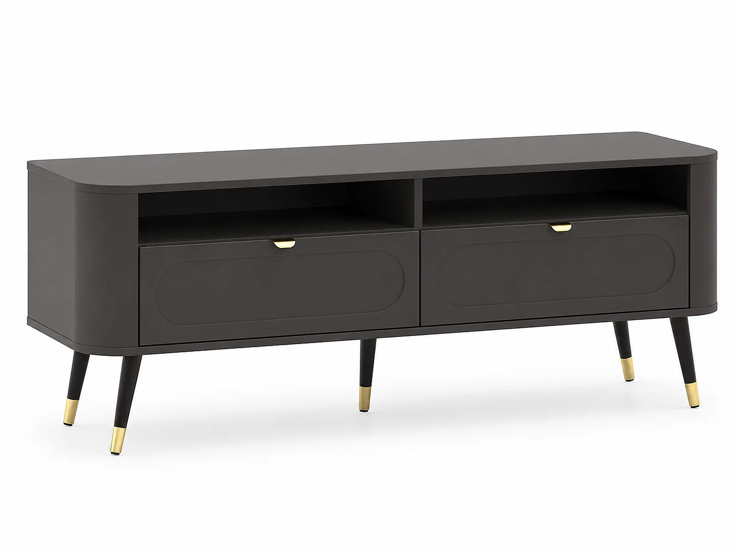 TV-Schrank: 2 Schubladen, Schwarz, 138,2 x 40 x 52,6 cm