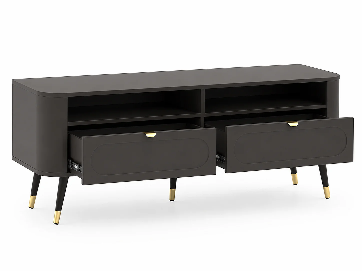 TV-Schrank: 2 Schubladen, Schwarz, 138,2 x 40 x 52,6 cm