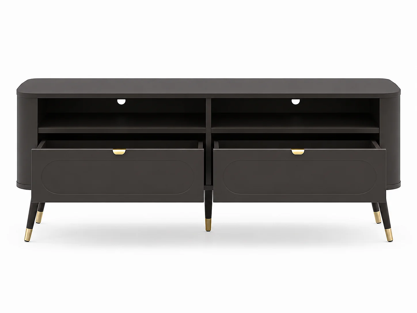 TV-Schrank: 2 Schubladen, Schwarz, 138,2 x 40 x 52,6 cm