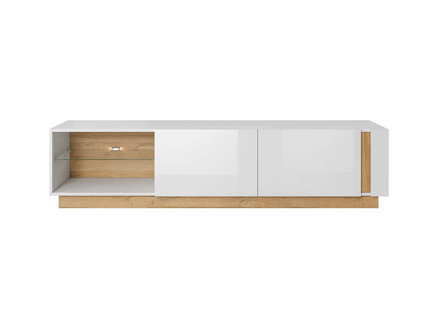TV-Schrank, Weiß + Hochglanzweiß + Grandson Oak, 187,5 x 45,5 x 40 cm