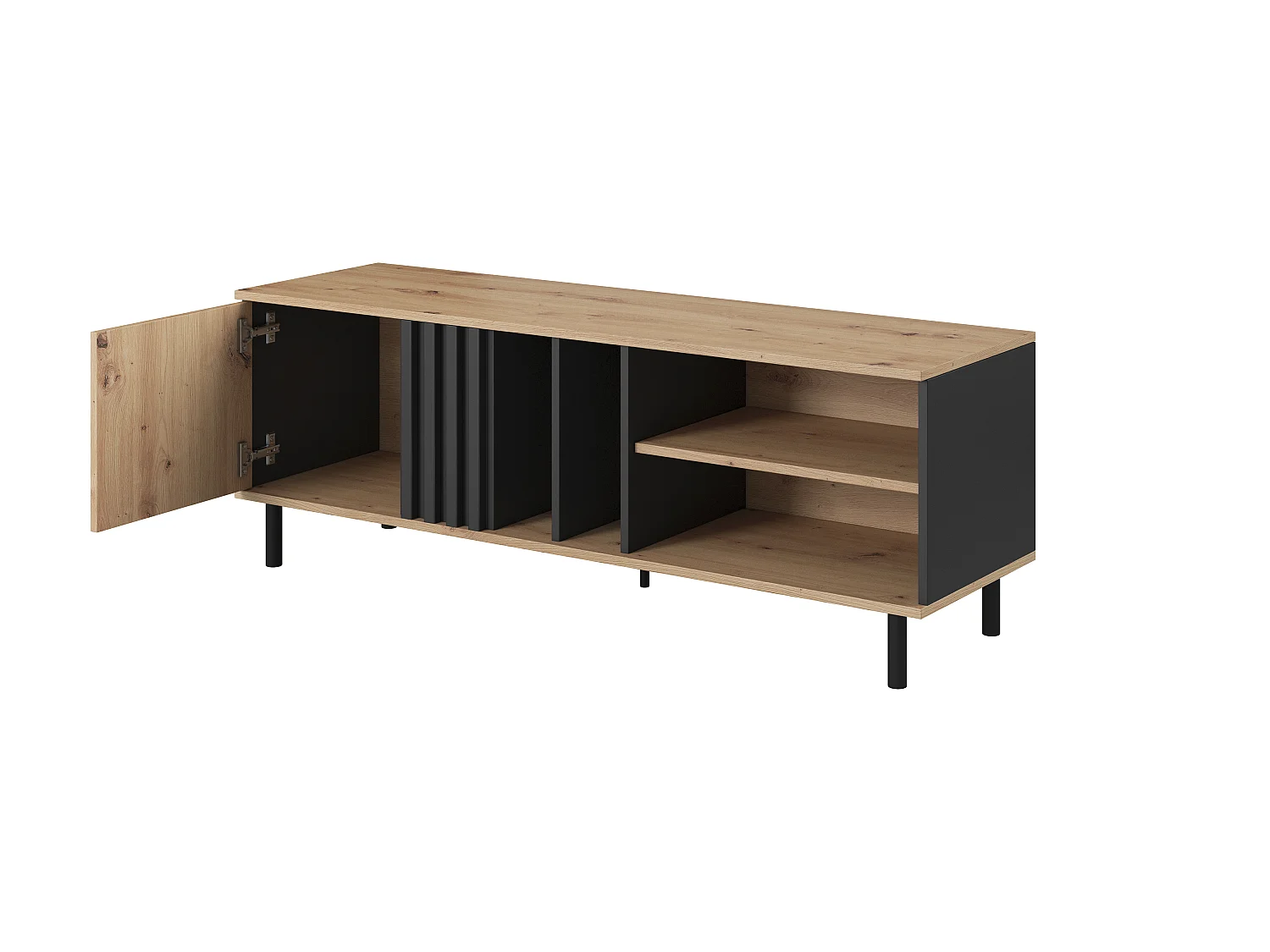 TV-Schrank, Eiche Artisan + Schwarz Anthrazit, 138,1 x 49,2 x 40 cm