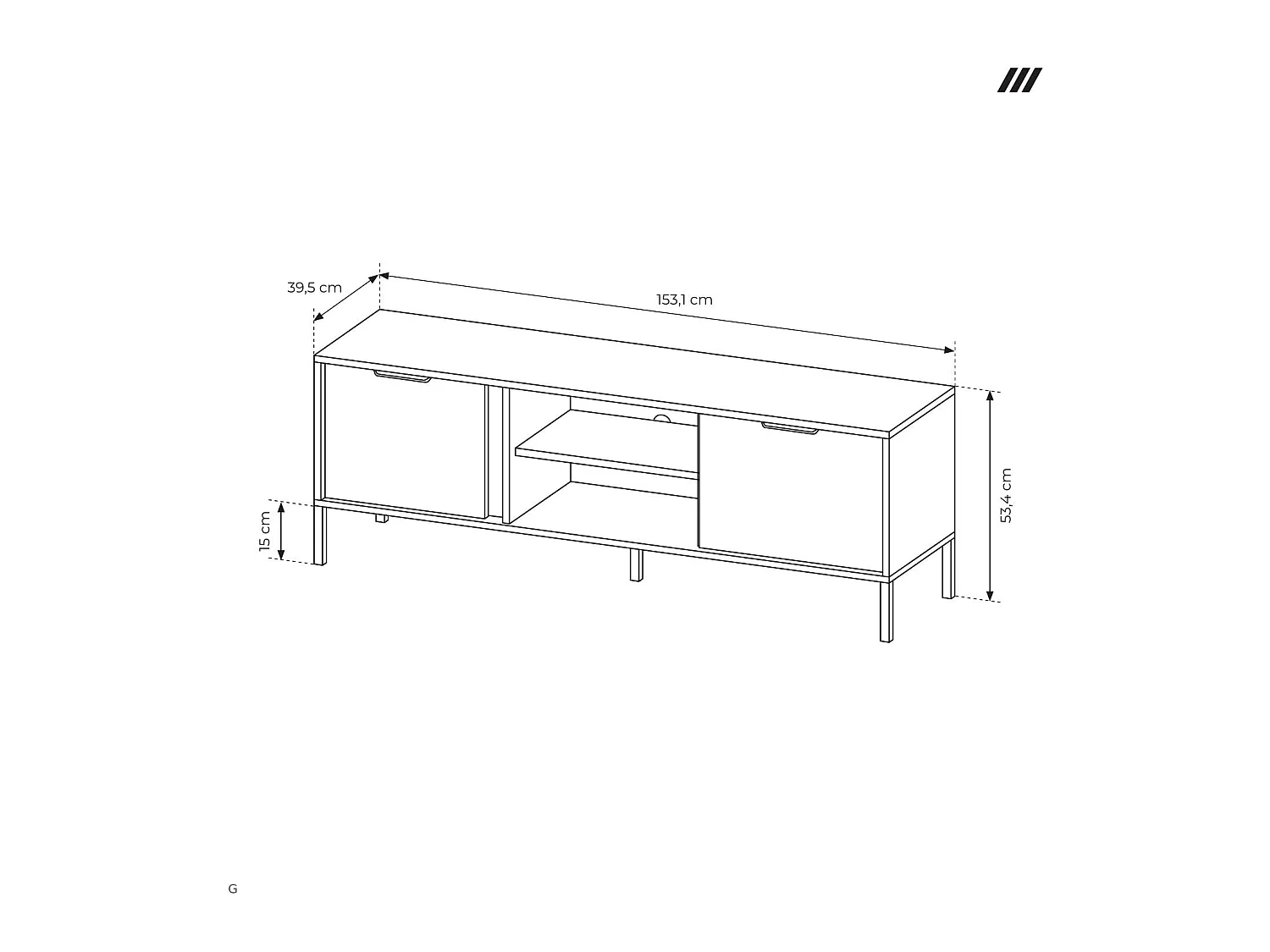 Kompakter TV-Schrank für Wohnzimmer, Anthrazit, 153 x 39,5 x 53,4 cm