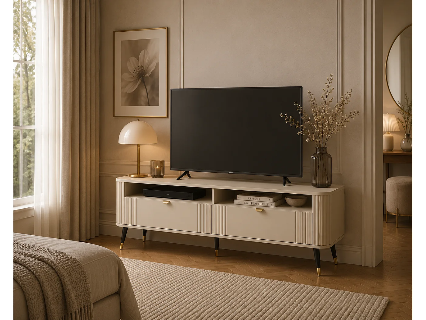 TV-Schrank, Kaschmir, 138,2 x 40 x 52,6 cm