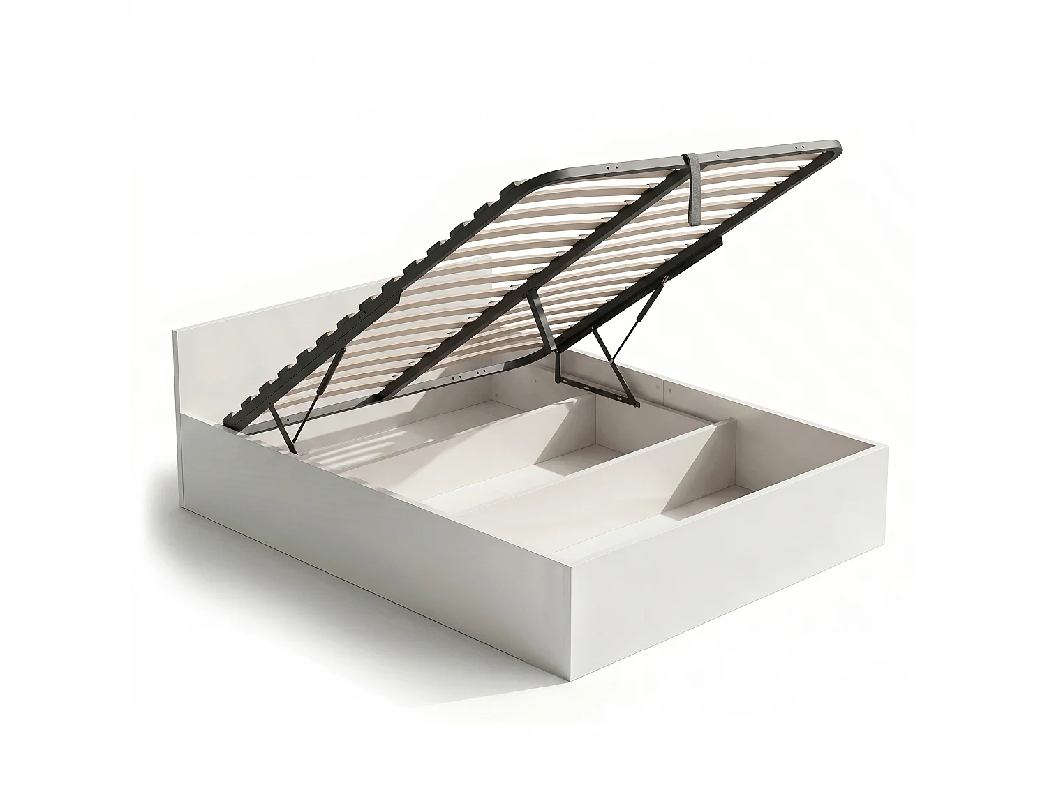 Lit coffre 140x200 cm sommier relevable en métal Blanc
