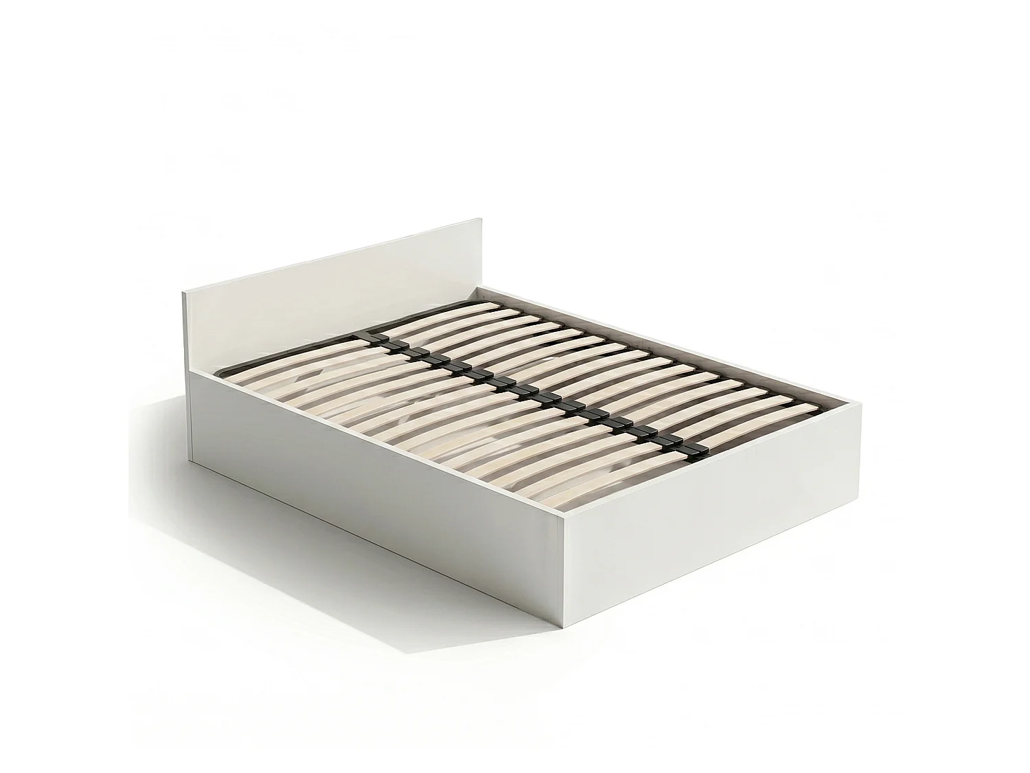 Lit coffre 140x200 cm sommier relevable en métal Blanc