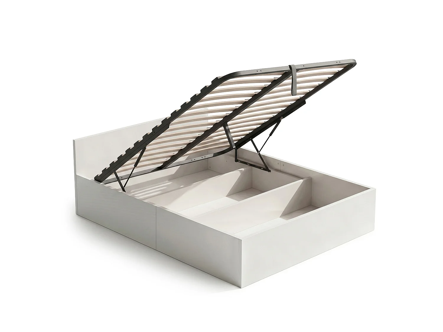 Lit coffre 140x200 cm sommier relevable en métal Blanc