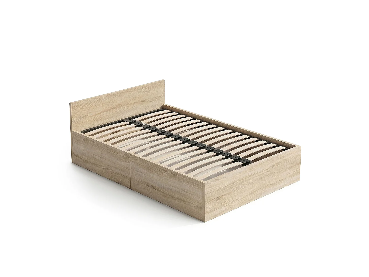 Lit coffre 100x200 cm sommier relevable en métal Chêne Sonoma