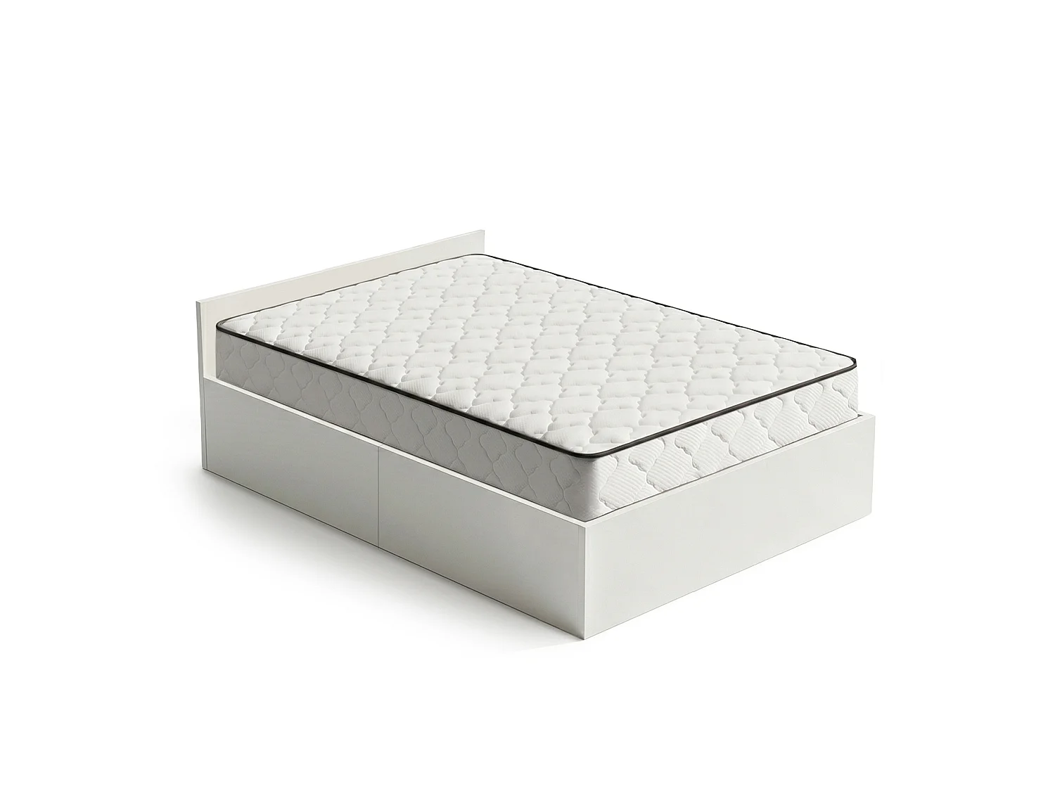 Lit coffre 120x200 cm sommier relevable en métal et matelas à ressorts Blanc