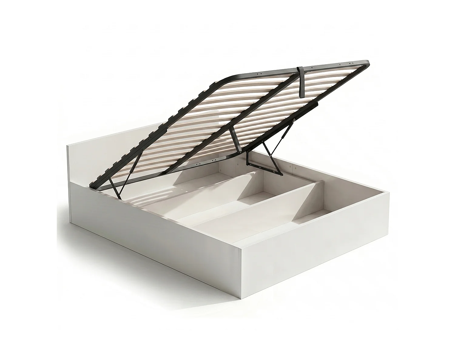Lit coffre 160x200 cm sommier relevable en métal Blanc