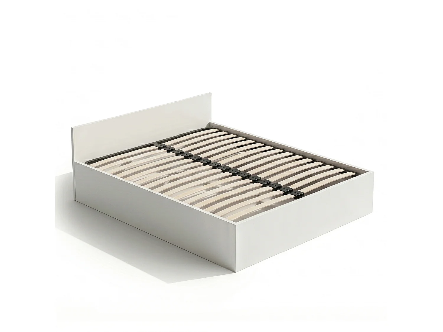 Lit coffre 160x200 cm sommier relevable en métal Blanc