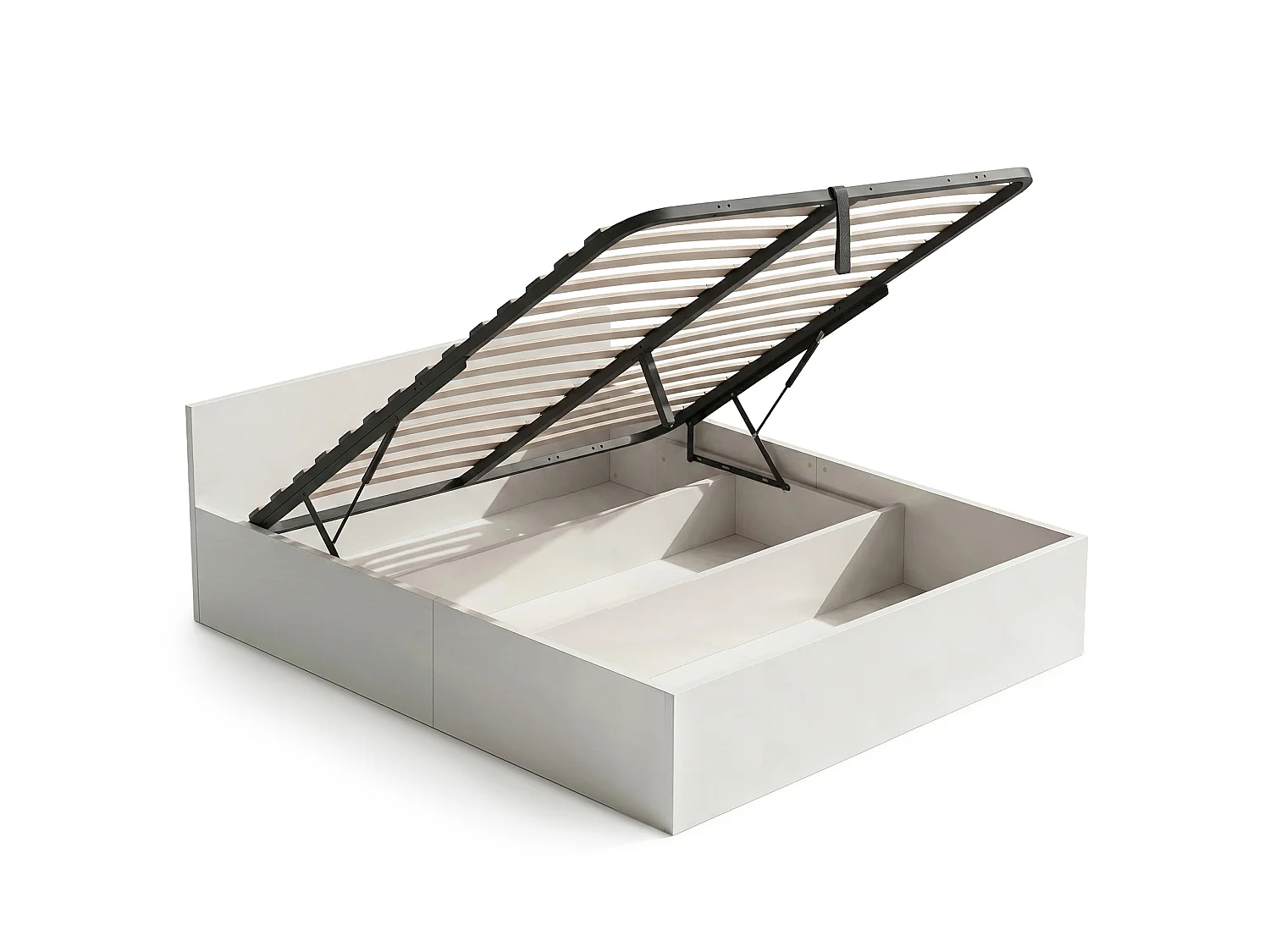 Lit coffre 160x200 cm sommier relevable en métal Blanc