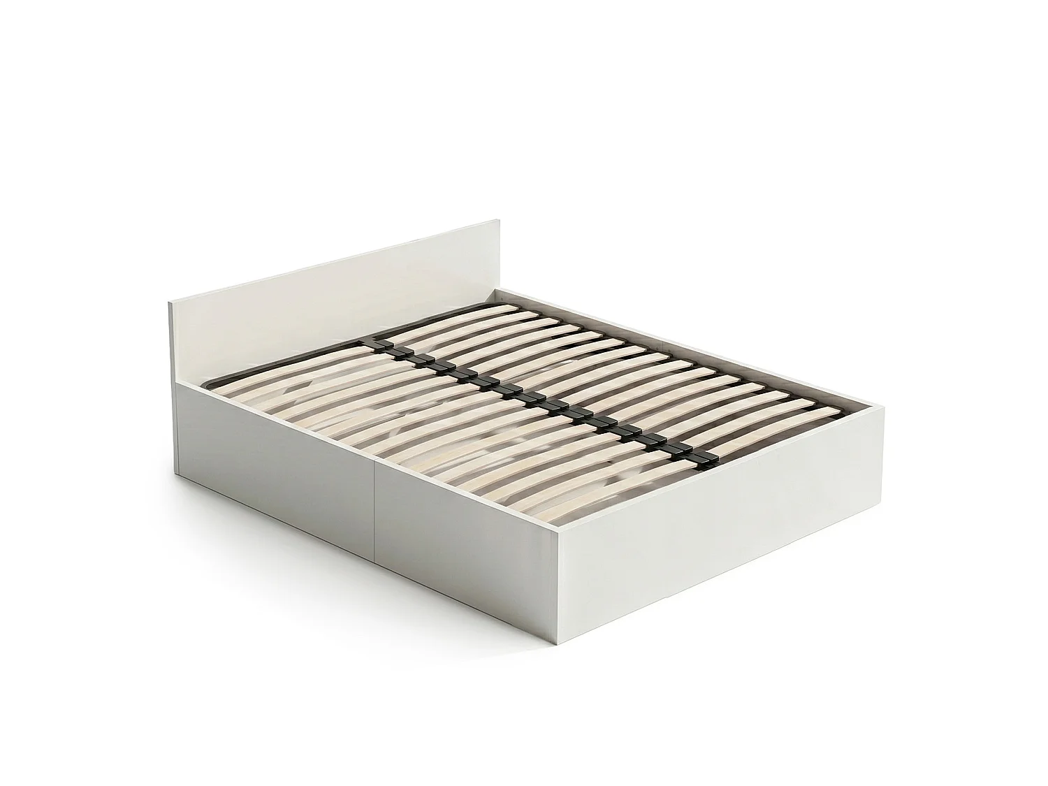 Lit coffre 160x200 cm sommier relevable en métal Blanc