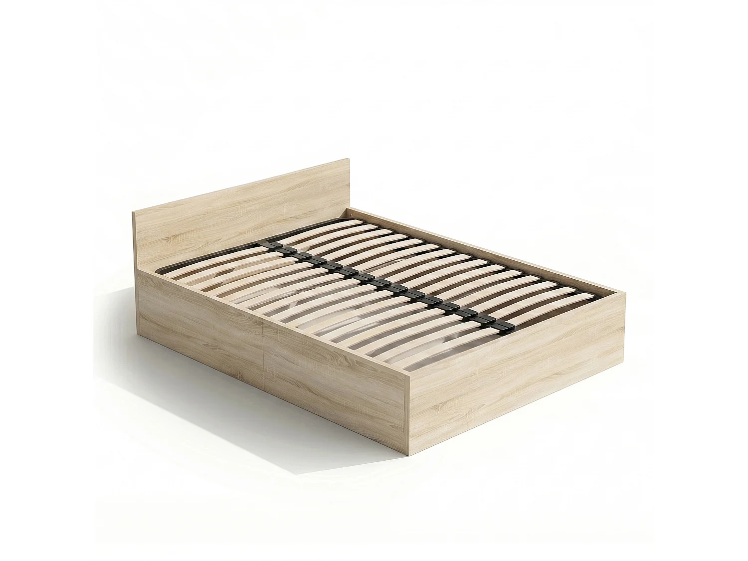 Lit coffre 140x200 cm sommier relevable en métal Chêne Sonoma