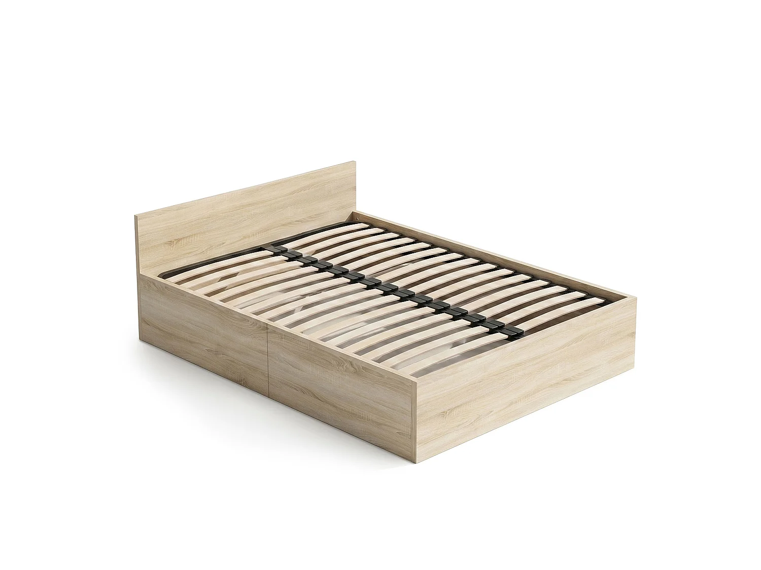 Lit coffre 140x200 cm sommier relevable en métal Chêne Sonoma